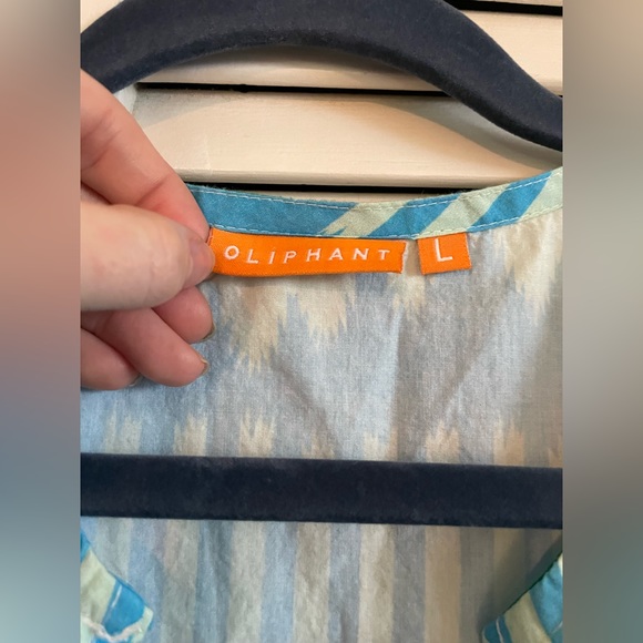 Oliphant v neck maxi ikat blue large green and blue dress - Picture 3 of 11